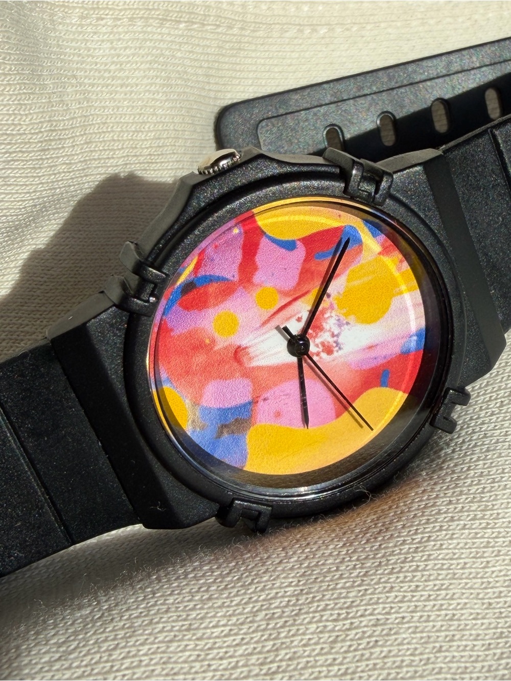 Balance and Composure Black Silicone Watch with Colorful Album Art Dial